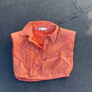 Orange Collared Sleeveless Top